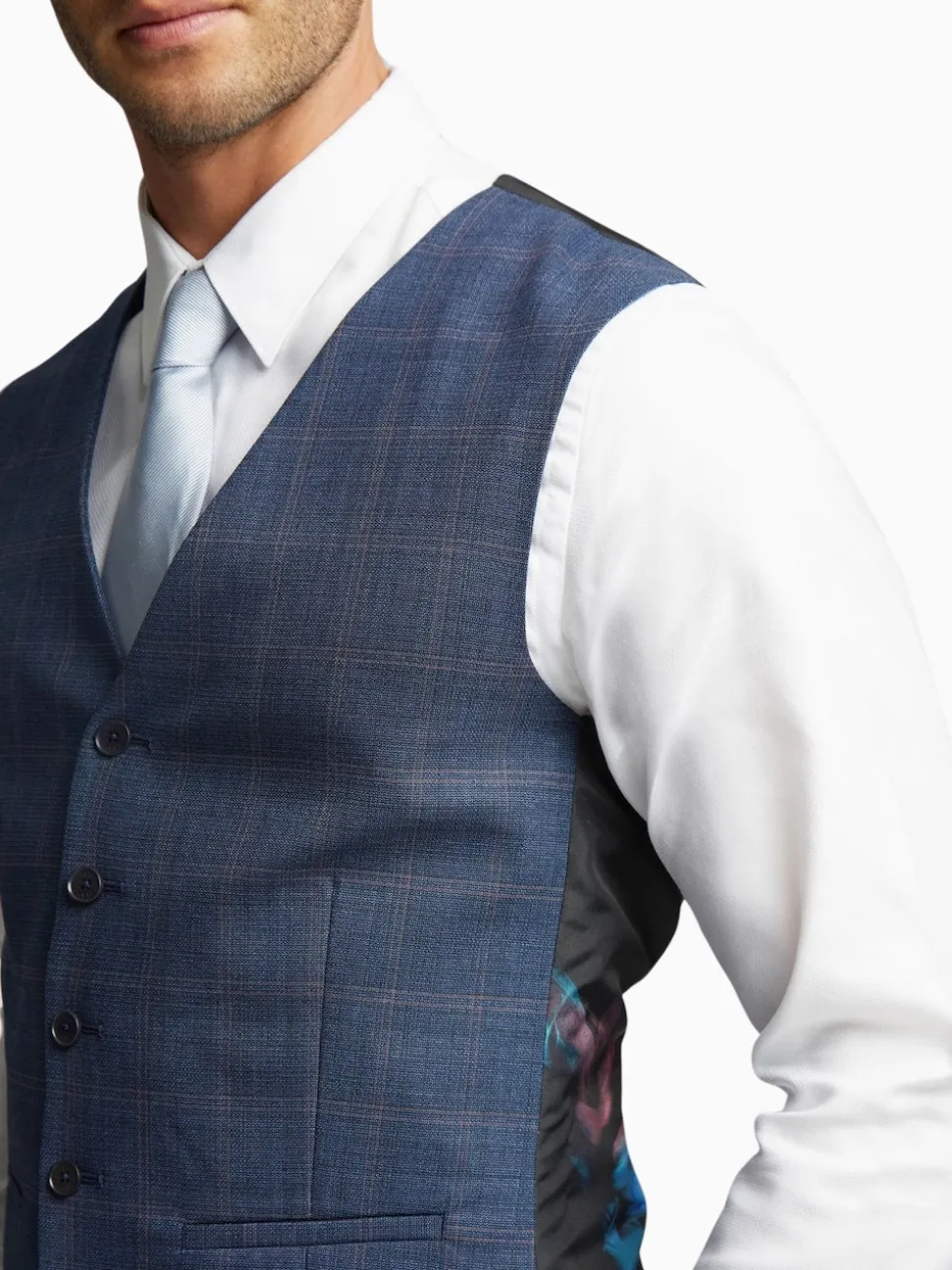Ted Baker Tailoring Blue Brahe Check Slim Waistcoat