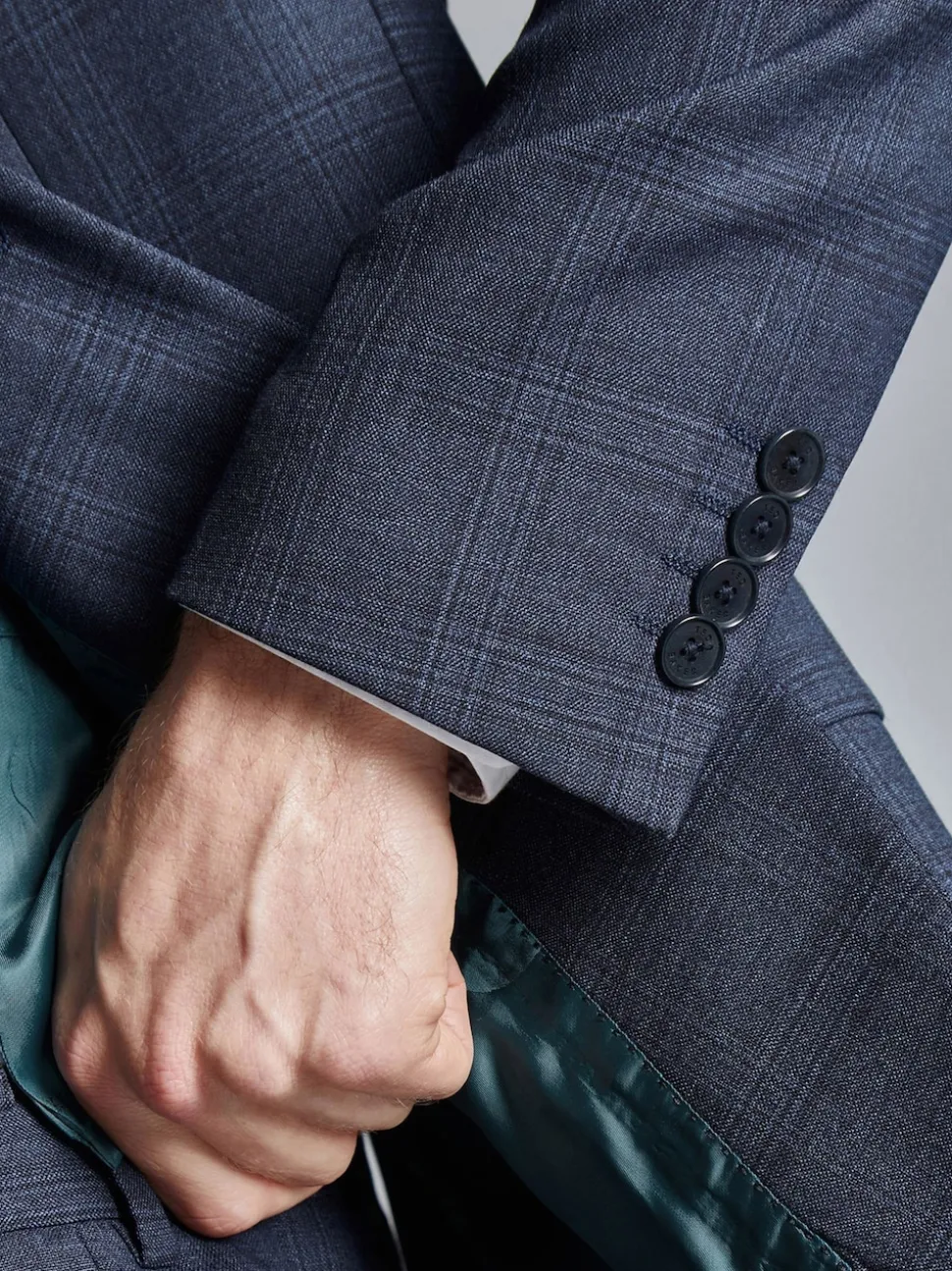 Ted Baker Tailoring Blue Ara Textured Check Slim Fit Jacket