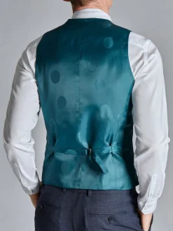 Ted Baker Tailoring Blue Ara Textured Check Slim Fit Waistcoat