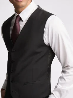 Ted Baker Tailoring Premium Black Panama Slim Waistcoat
