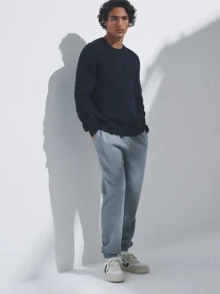 The Set 2 Pack Cable Knit Jumpers with Wool Navy Blue/Brown