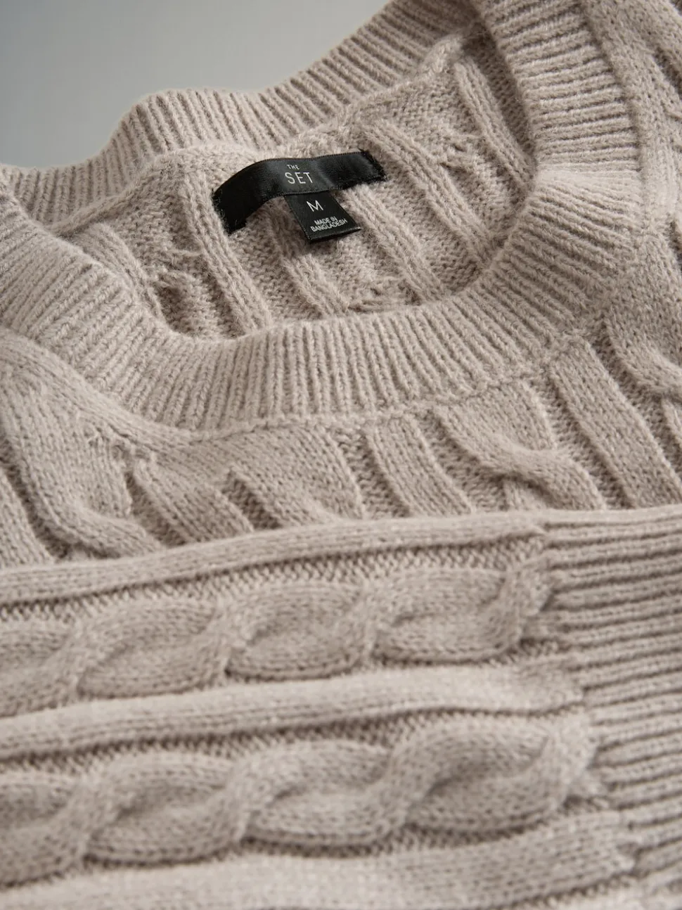 The Set 2 Pack Cable Knit Jumpers with Wool Navy Blue/Brown