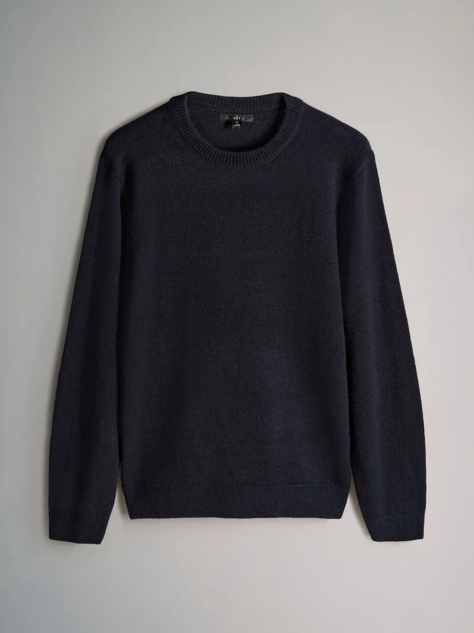 The Set 2 Pack Cable Knit and Zip Neck Jumpers Navy Blue/Grey Marl