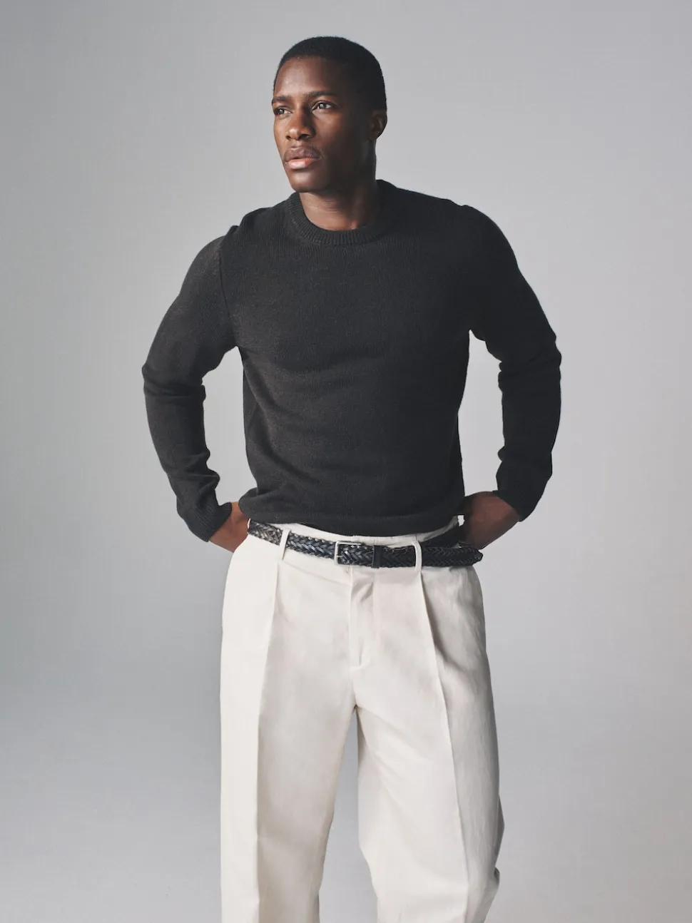 The Set 2 Pack Crew Neck Knitted Jumpers Charcoal/Grey marl