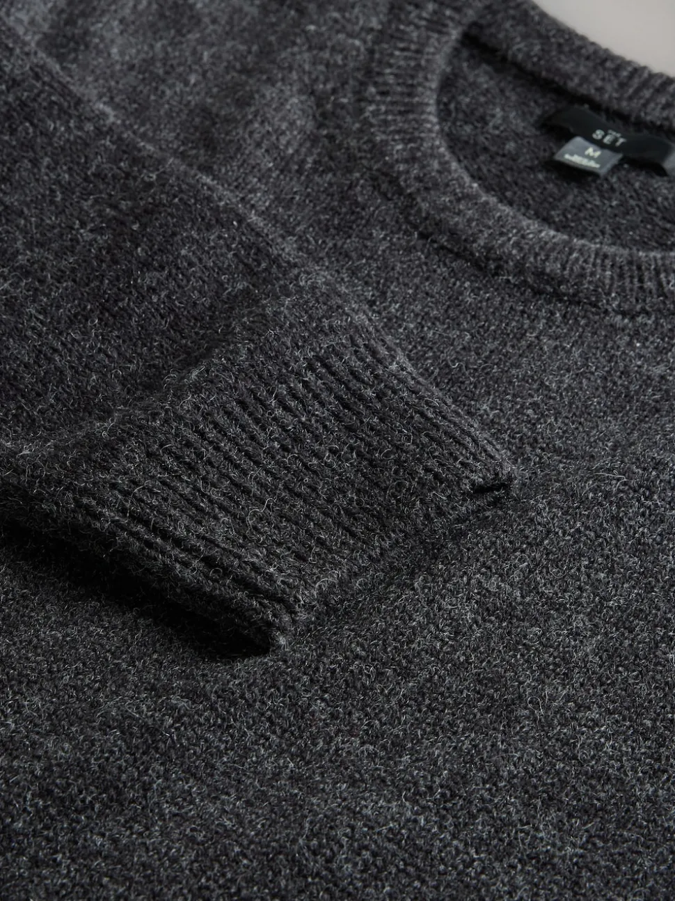 The Set 2 Pack Crew Neck Knitted Jumpers Charcoal/Grey marl