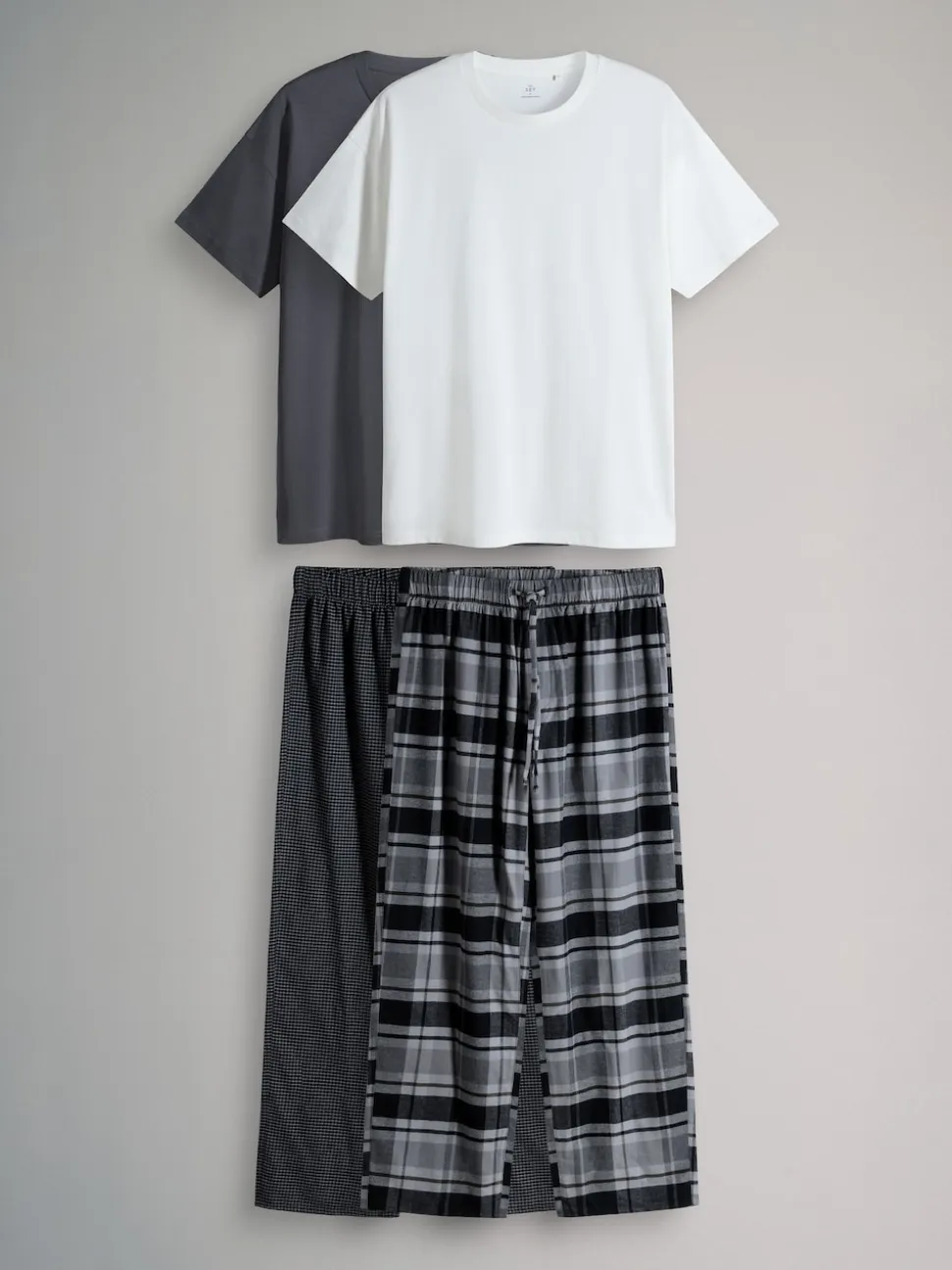 The Set 2 Pack Jersey T-Shirt and Flannel Pyjamas Black/Grey