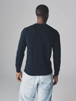 The Set 4 Pack Long Sleeve Knitted Crew Jumpers Black/Navy Blue/Khaki/Brown