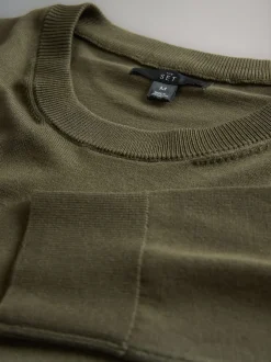 The Set 4 Pack Long Sleeve Knitted Crew Jumpers Black/Navy Blue/Khaki/Brown