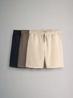 The Set 3 Pack Relaxed Fit Sweat Shorts Navy Blue/Brown