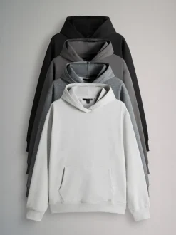 The Set 4 Pack Relaxed Fit Hoodies Black/Grey Marl/Cream