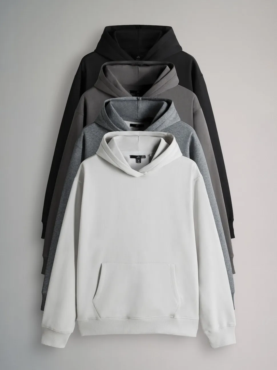 The Set 4 Pack Relaxed Fit Hoodies Black/Grey Marl/Cream