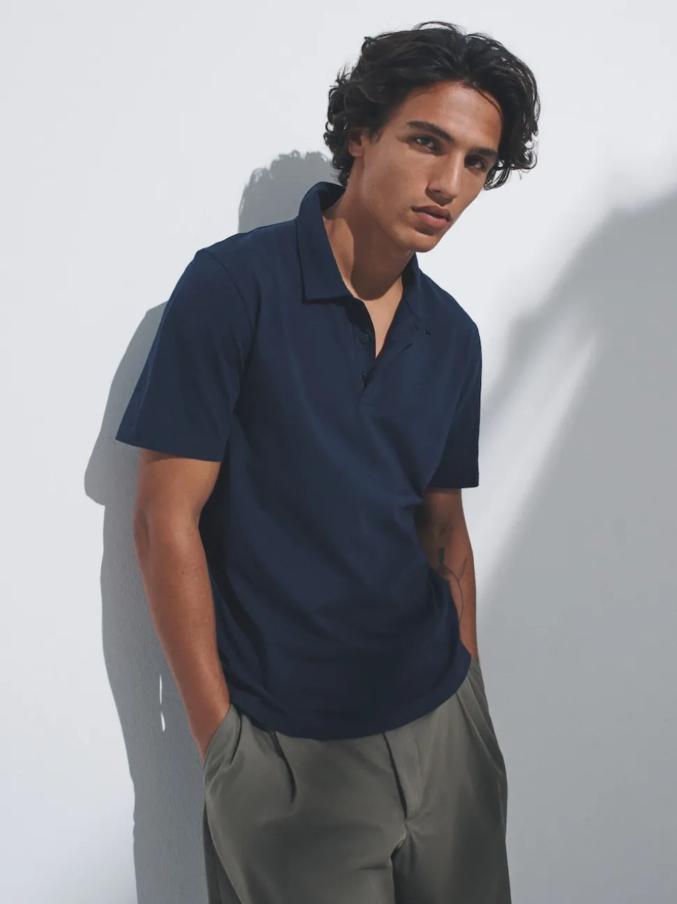 The Set 3 Pack Short Sleeve Cotton Jersey Polo Shirts Navy Blue/Brown/White