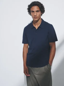 The Set 3 Pack Short Sleeve Cotton Jersey Polo Shirts Navy Blue/Brown/White