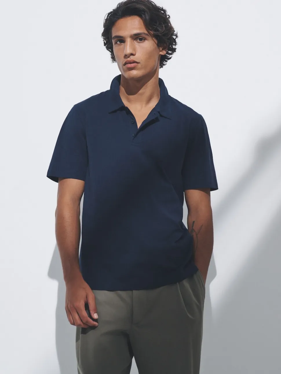 The Set 3 Pack Short Sleeve Cotton Jersey Polo Shirts Navy Blue/Brown/White