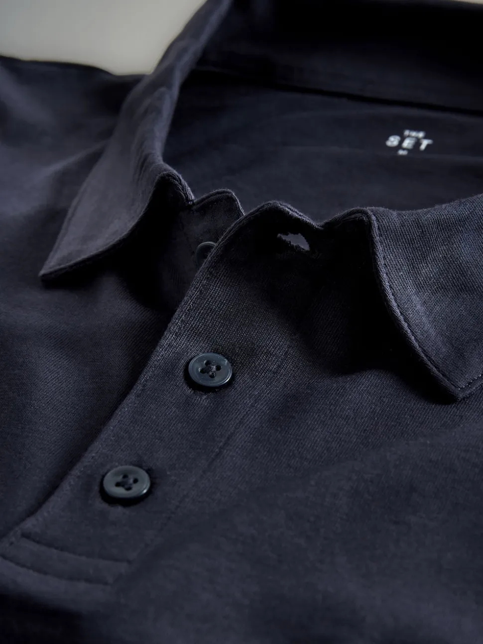 The Set 3 Pack Short Sleeve Cotton Jersey Polo Shirts Navy Blue/Brown/White