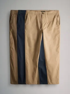 The Set 3 Pack Slim Leg Chino Trousers Navy/Tan Brown/Green