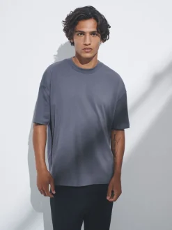 The Set Oversized Fit 4 Pack Short Sleeve Cotton T-Shirts Black/Grey/White
