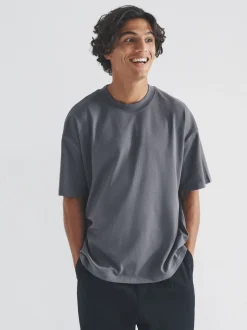 The Set Oversized Fit 4 Pack Short Sleeve Cotton T-Shirts Black/Grey/White