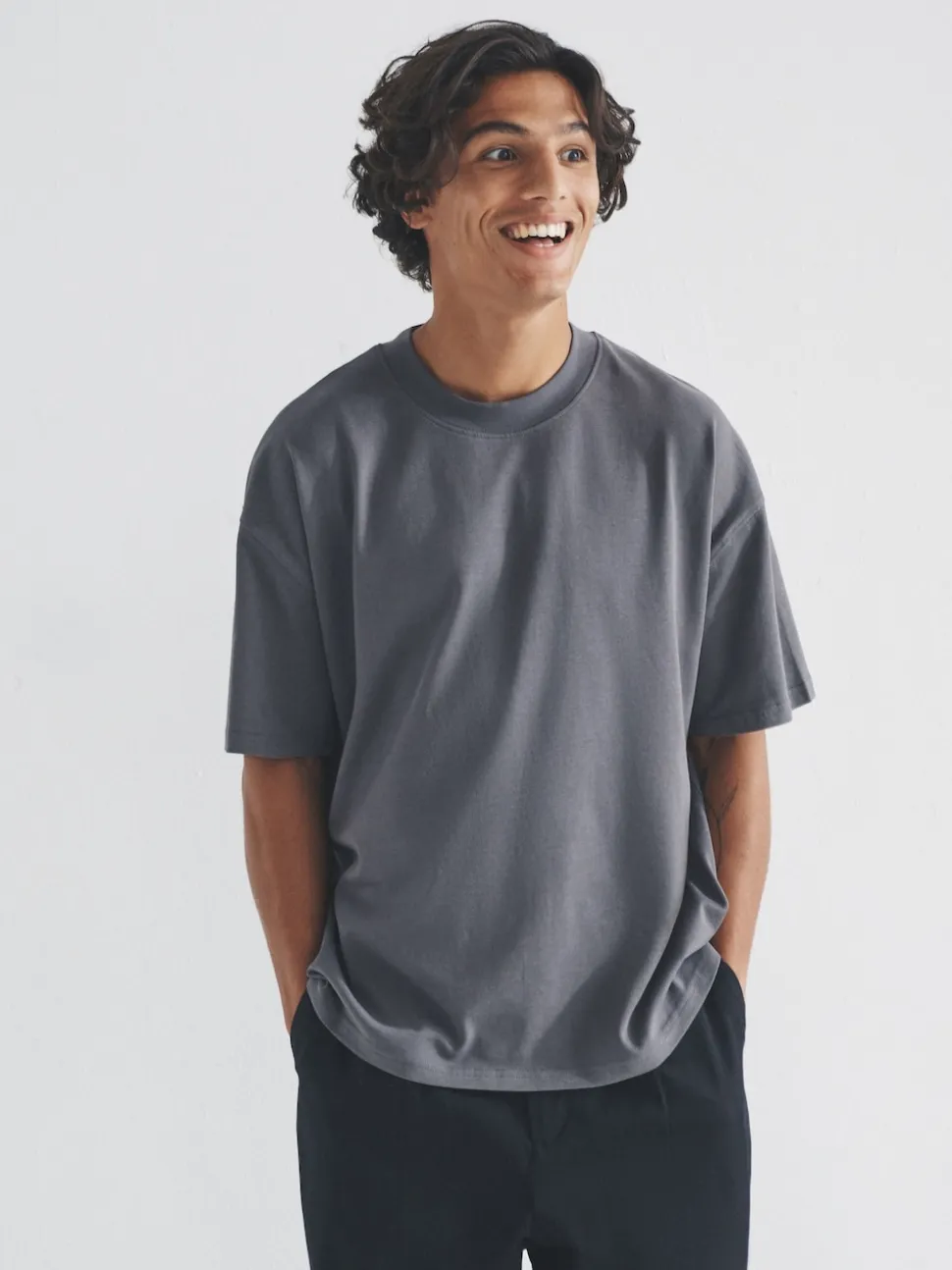 The Set Oversized Fit 4 Pack Short Sleeve Cotton T-Shirts Black/Grey/White