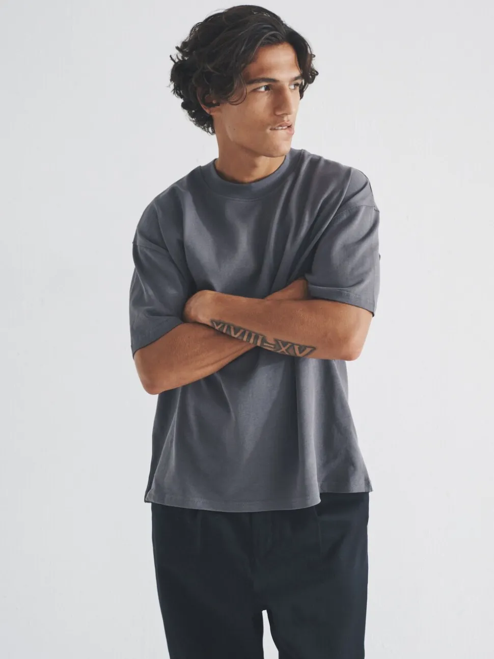 The Set Oversized Fit 4 Pack Short Sleeve Cotton T-Shirts Black/Grey/White