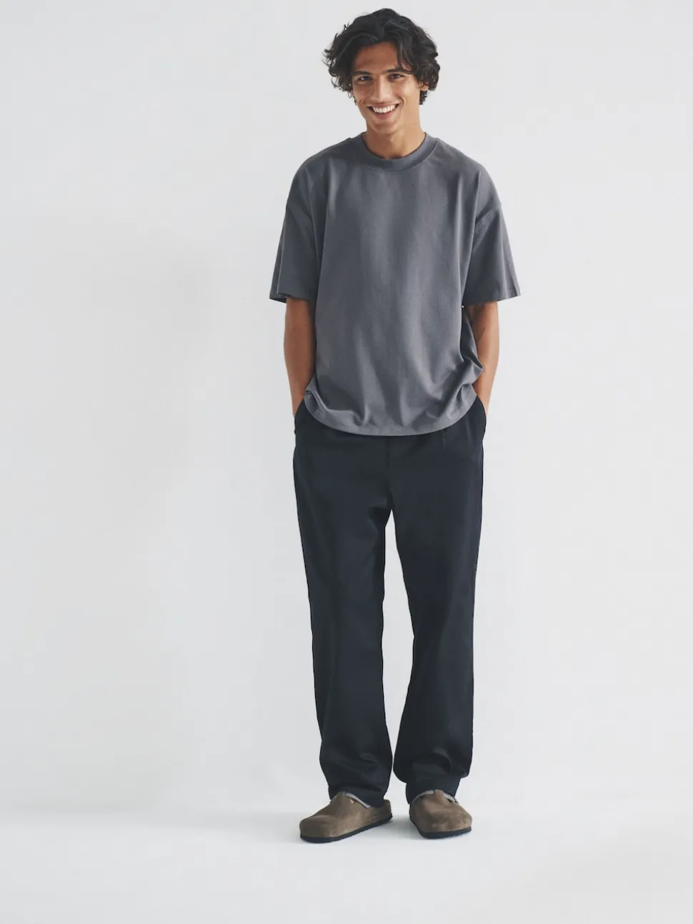 The Set Oversized Fit 4 Pack Short Sleeve Cotton T-Shirts Black/Grey/White