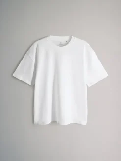 The Set Oversized Fit 4 Pack Short Sleeve Cotton T-Shirts Black Grey White