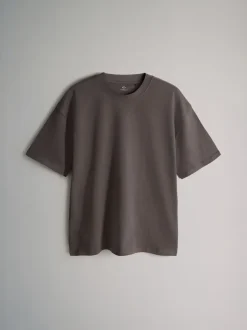 The Set Oversized Fit 4 Pack Short Sleeve Cotton T-Shirts Black Grey White