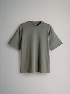 The Set Oversized Fit 4 Pack Short Sleeve Cotton T-Shirts Green/Brown/Black