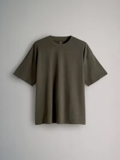 The Set Oversized Fit 4 Pack Short Sleeve Cotton T-Shirts Green/Brown/Black