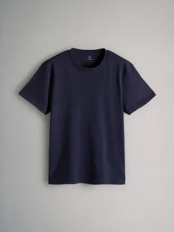 The Set Regular Fit 4 Pack Short Sleeve Cotton T-Shirts Navy Blue/Brown/White