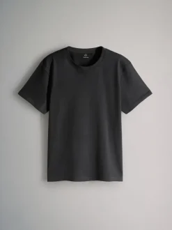 The Set Regular Fit 4 Pack Short Sleeve Cotton T-Shirts Black/Brown/Cream/White