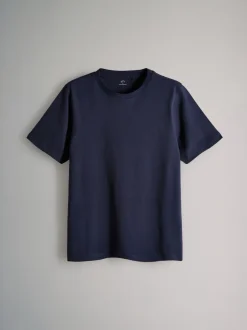 The Set Slim Fit 4 Pack Short Sleeve Cotton T-Shirts Navy Blue/Brown/White