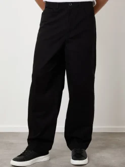 Threadbare Black Baggy Fit 5 Pocket Chino Trousers