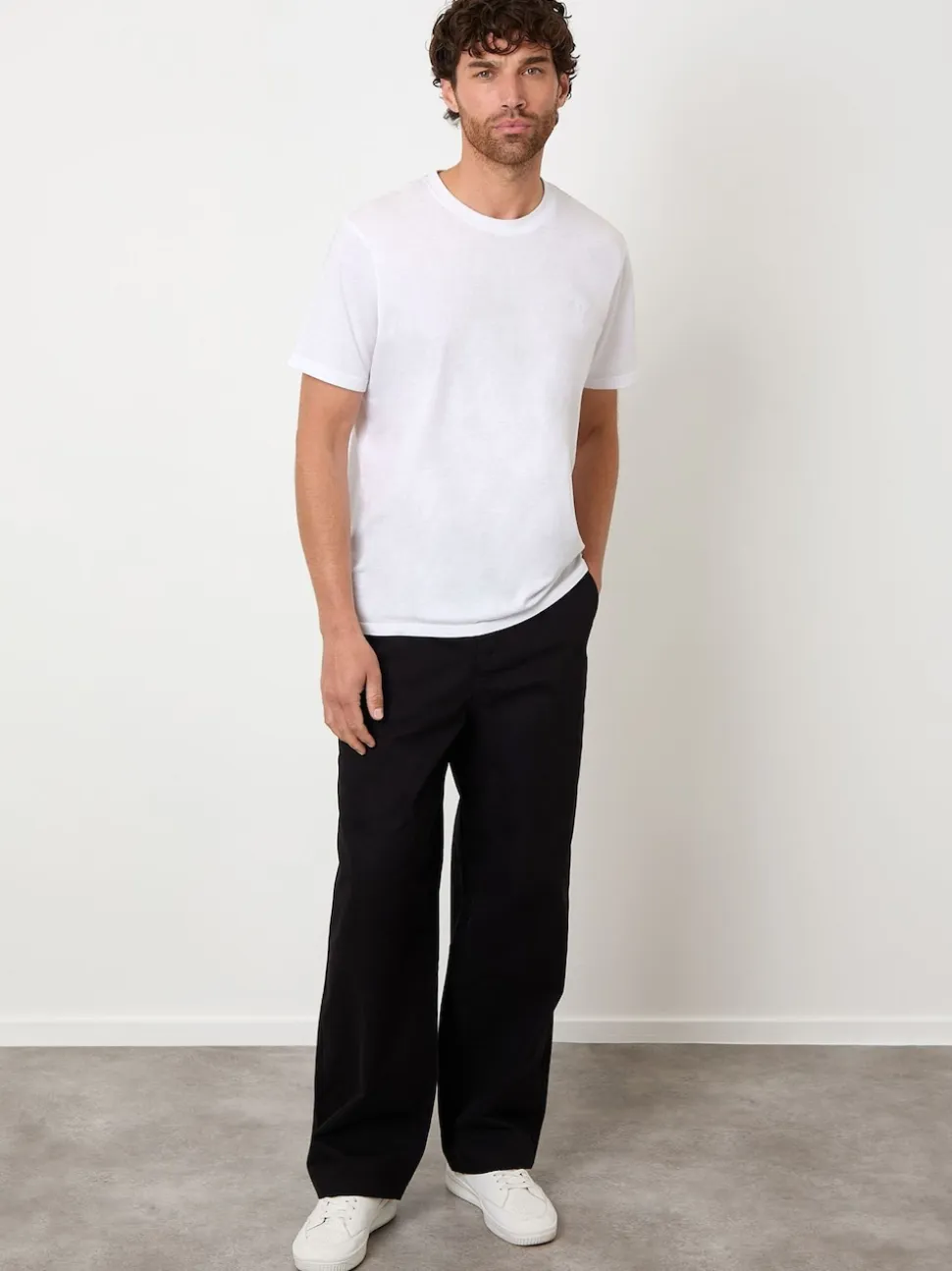 Threadbare Black Baggy Fit Chino Trousers