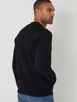 Threadbare Black Bomber Style Knitted Zip Through Cardigan