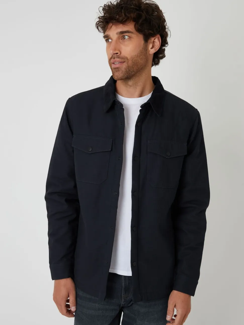Threadbare Black Borg Lined Shacket