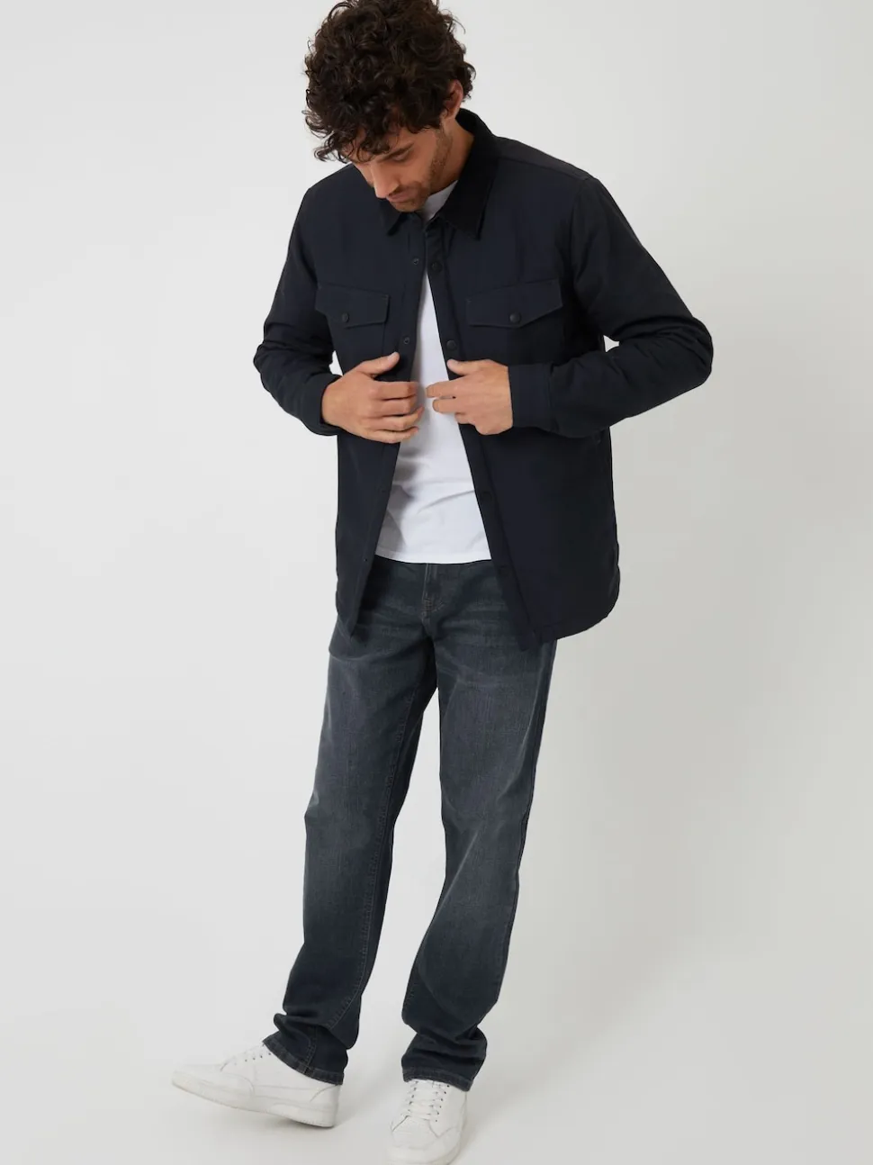 Threadbare Black Borg Lined Shacket
