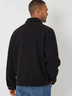 Threadbare Black Brushed Collared Lightweight Utility Jacket