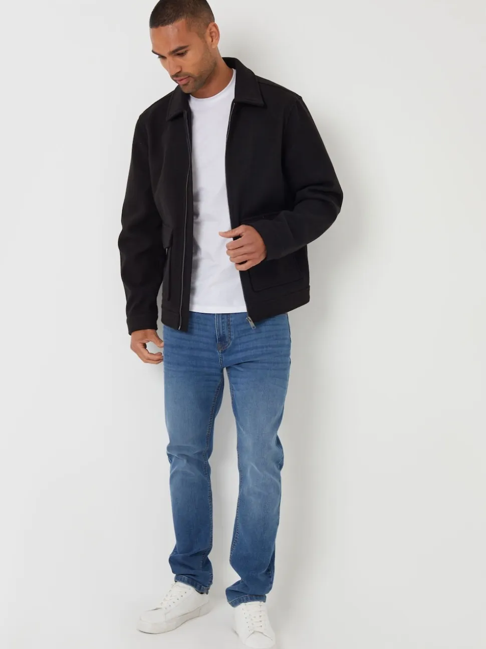 Threadbare Black Brushed Collared Lightweight Utility Jacket