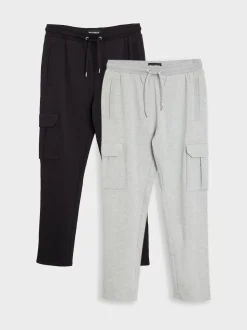 Threadbare Black Cargo Joggers 2 Pack