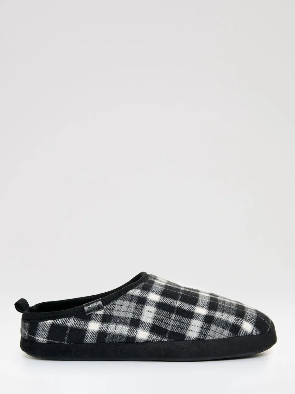 Threadbare Black Check Faux Fur Lined Mule Slippers