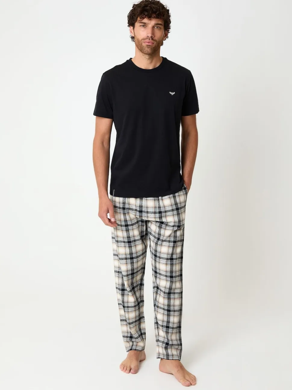 Threadbare Black Check Pyjamas Set