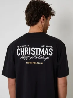 Threadbare Black Christmas Graphic Check Pyjamas Set