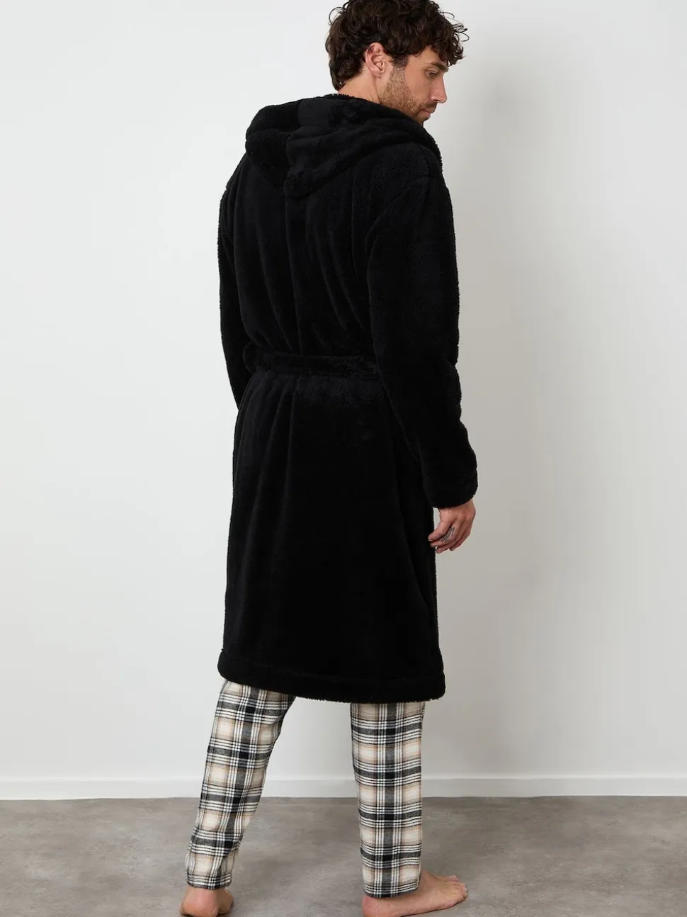 Threadbare Black Cosy Hooded Dressing Gown