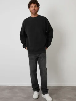 Threadbare Black Crew Neck Relaxed Fit Borg Sweatshirt
