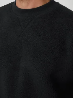 Threadbare Black Crew Neck Relaxed Fit Borg Sweatshirt