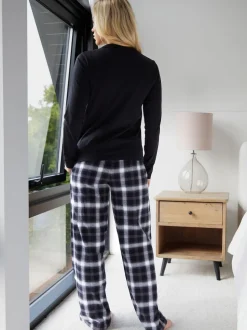 Threadbare Black Curve Jolly Matching Christmas Check Curve Family Pyjamas