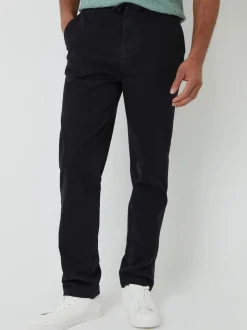 Threadbare Black Elasticated Waist Regular Fit Chino Trousers