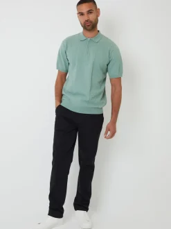 Threadbare Black Elasticated Waist Regular Fit Chino Trousers