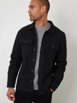 Threadbare Black Faux Fur Wool Button Up Shacket